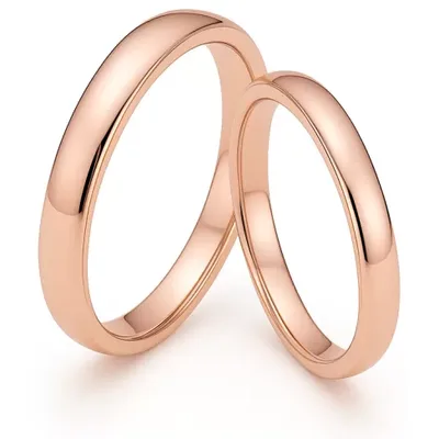 14 Ayar Rose Altın 3 mm & 4 mm Bombeli Klasik Alyans